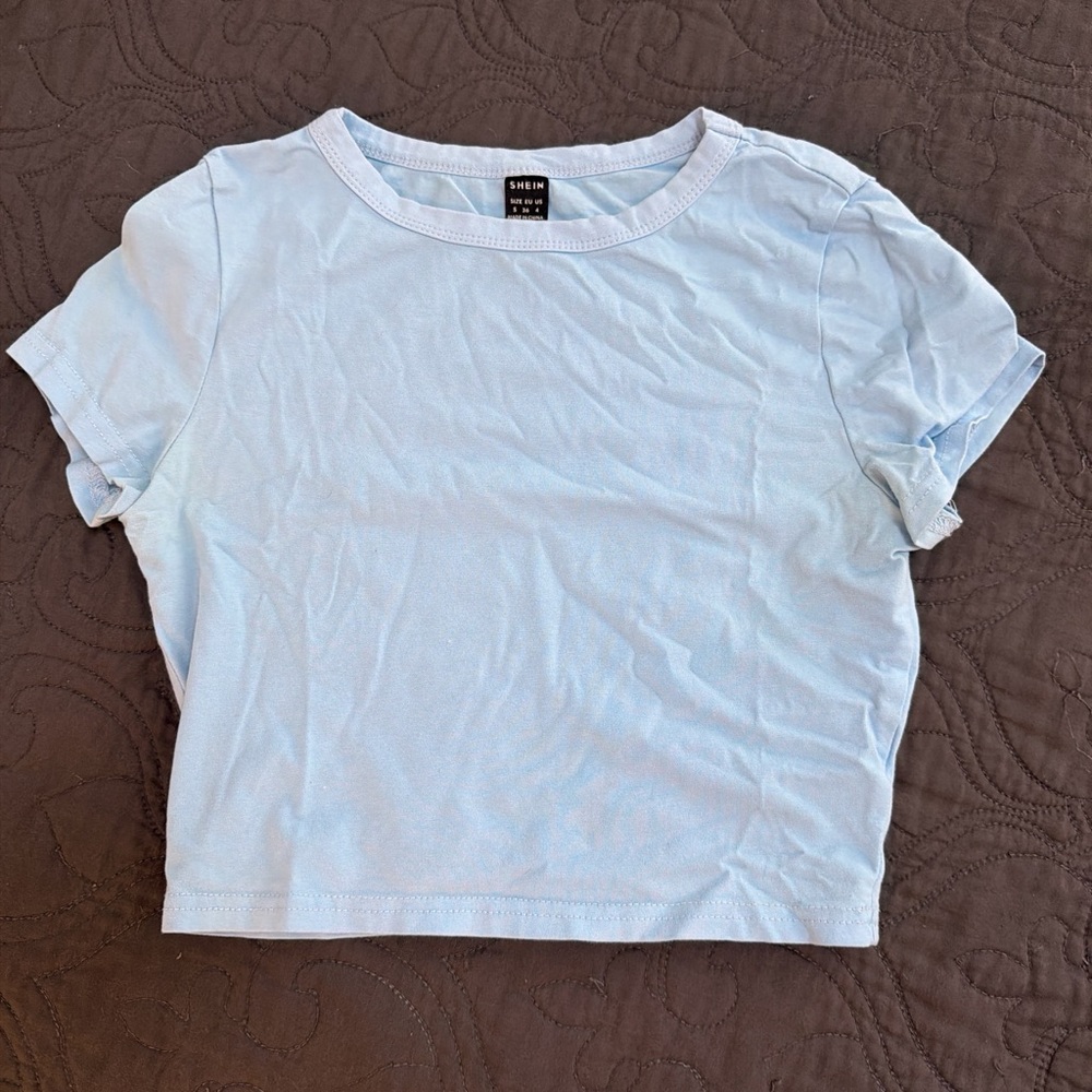 SHEIN Light Blue Crop Top